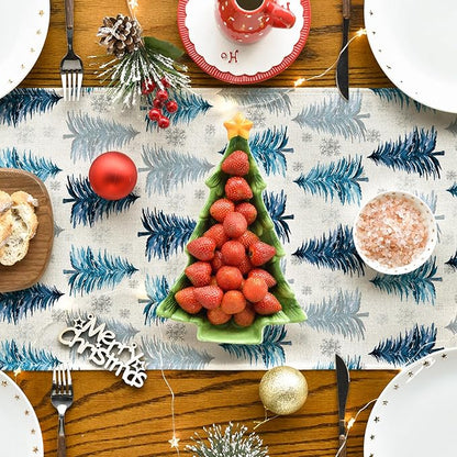 Artoid Mode Xmas Trees Snowflake Christmas Table Runner, Seasonal Winter Blue - Image 4