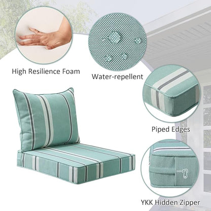 Outdoor Patio Chair Cushions Set, Water-Repellent, Fade Resistant, Deep Seat - Image 3
