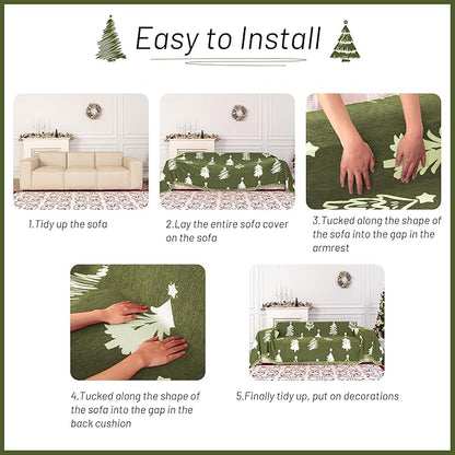 MYSKY HOME 71"X118" Loveseat Christmas Couch Cover, Sectional Sofa Covers Sofa - Image 6