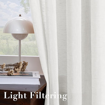 H.VERSAILTEX White Linen Curtains Flax Linen Blended Curtain Panels - Image 5