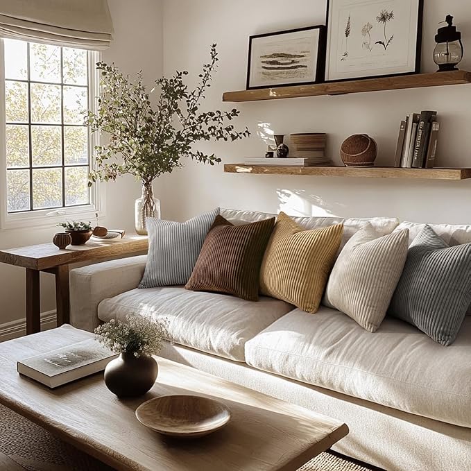 MIULEE Winter Pack of 2 Corduroy Soft Soild Decorative Square Throw Pillow - Image 5