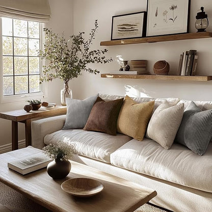 MIULEE Winter Pack of 2 Corduroy Soft Soild Decorative Square Throw Pillow - Image 5