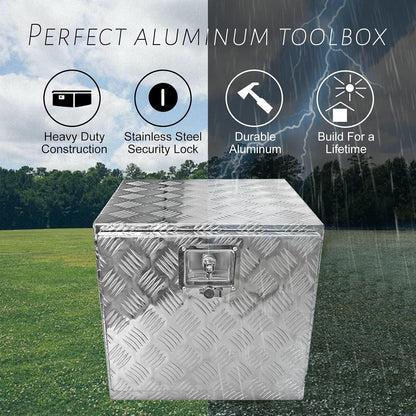 18inch aluminum plate truck trailer tool box,heavy duty showing dimensions