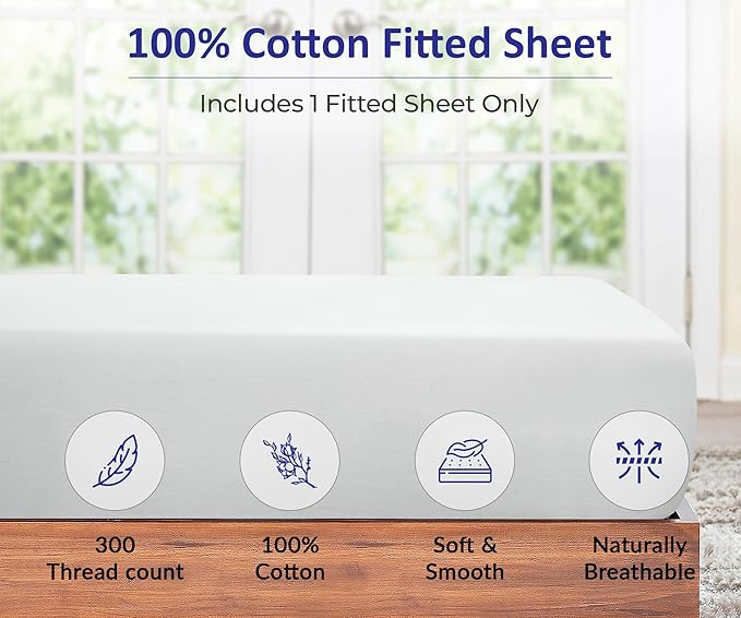 ROYALE LINENS 300 Thread Count 100% Long Staple Combed Cotton Fitted Sheet Twin - Image 3