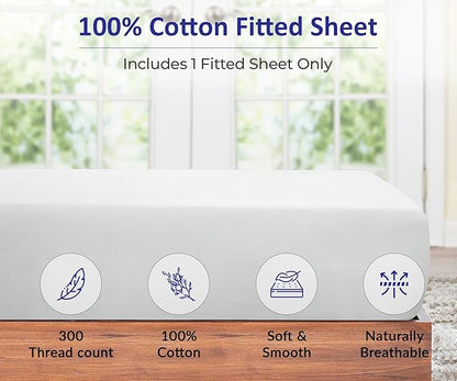 ROYALE LINENS 300 Thread Count 100% Long Staple Combed Cotton Fitted Sheet Twin - Image 4