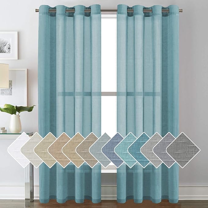 H.VERSAILTEX Linen Curtains Natural Linen Semi-Sheer Curtains Nickel Grommet by HVERSAILTEX