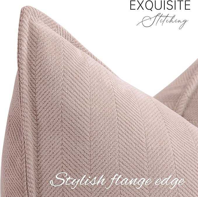 ZWJD Dusty Pink Pillow Covers 26x26 Set of 2 Chenille Throw Pillow Covers - Image 2