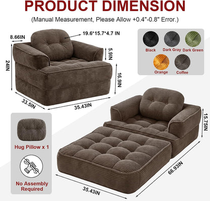 folding sofa bed, 2-in-1 convertible sleeper chair for shown in use
