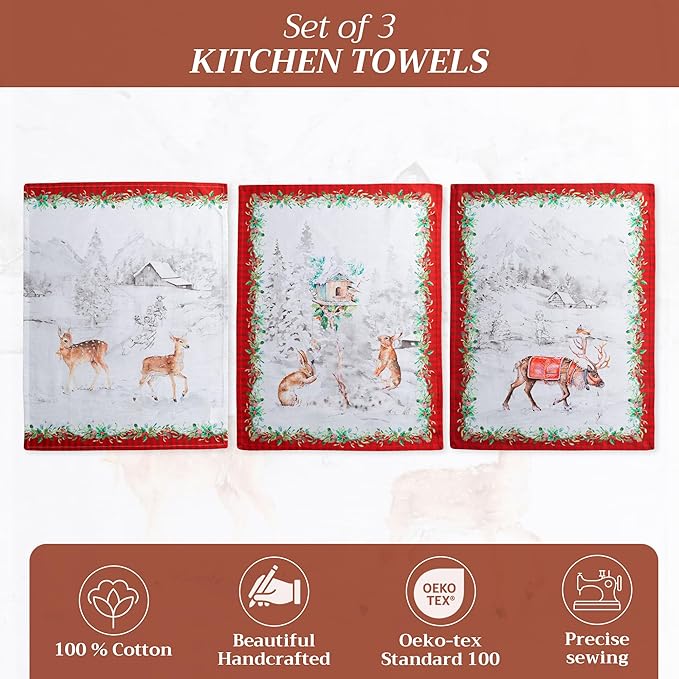 Maison d' Hermine Kitchen Towels Set of 3 100% Cotton 20" x 27.5" Reusable - Image 2