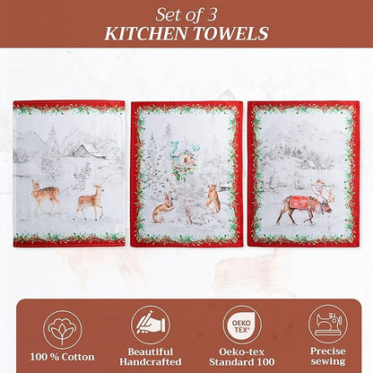 Maison d' Hermine Kitchen Towels Set of 3 100% Cotton 20" x 27.5" Reusable - Image 2