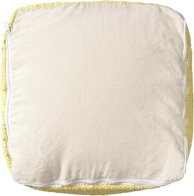 LR Home Dusky Citron Bordered Transitional Hand-Loomed Cotton Pouf - Image 6
