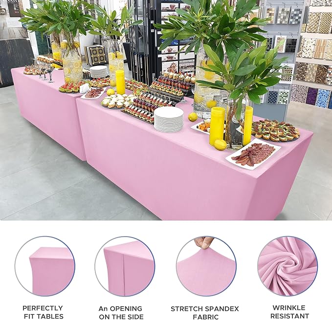 Nasitos Pink Fitted Table Covers Stretch Spandex - Image 3