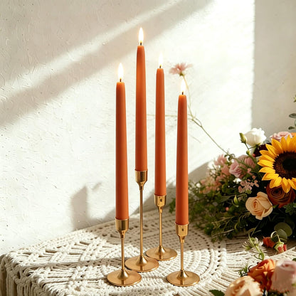 Burnt Orange Fall Halloween Flameless Taper Candles with Remote Set of 12
