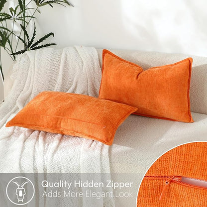 Stellhome Lumbar Chenille Throw Pillow Covers Set of 2 Super Soft Textured - Image 4