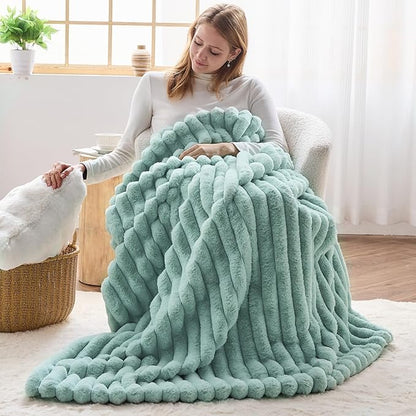 NEWCOSPLAY Super Soft Throw Blanket New Sage Green Premium Silky Flannel Fleece - Image 2