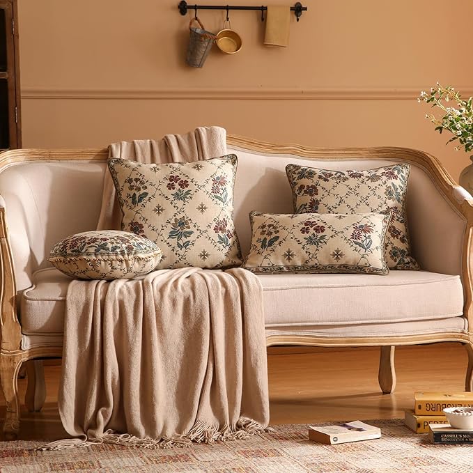 patdrea Designer Throw Pillow Covers Set of 4, Euro Vintage Light Brown Linen - Image 3