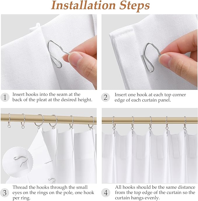 White Pinch Pleated Linen Curtains 105 Inches Long - Image 8