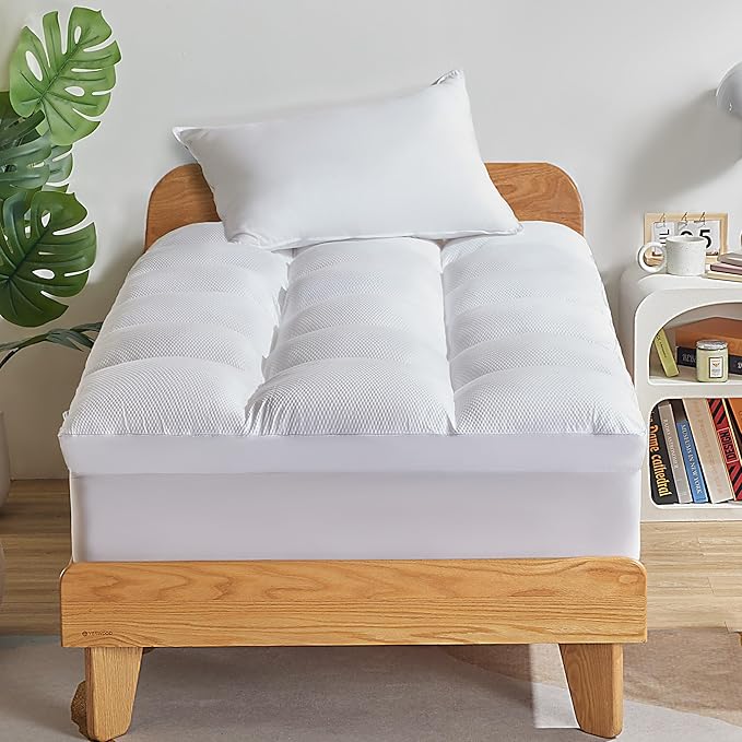 SLEEP ZONE Mattress Topper Twin Size, Extra Thick Fitted Mattress Pad - Image 2