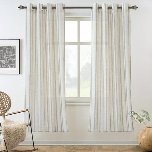 DriftAway Farmhouse Vertical Striped Linen Blend Textured Light Filtering Semi by DriftAway