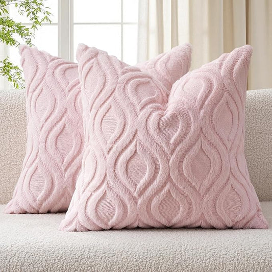 MIULEE Light Pink Valentines Throw Pillow Covers 24x24 Inch, Soft Spring Plush by MIULEE
