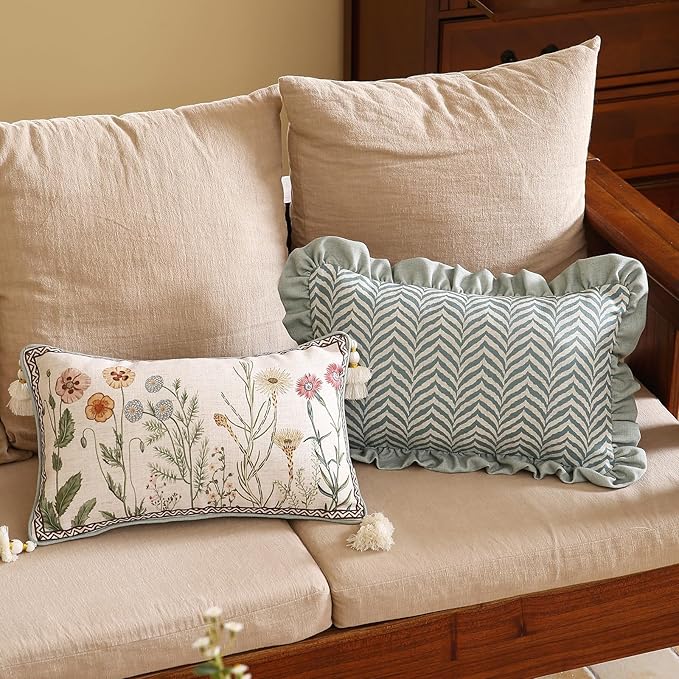 ISAENNE Design Linen Throw Pillow Covers 12"x20", Rectangle Minimalist Cushion - Image 6