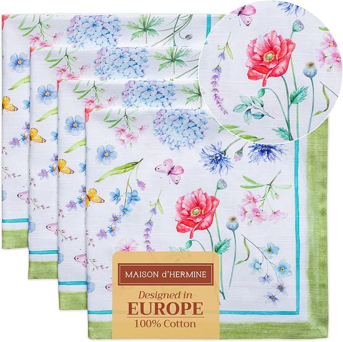 Maison d' Hermine Cloth Napkins Set of 4 100% Cotton Everyday Reusable Square by MaisondHermine