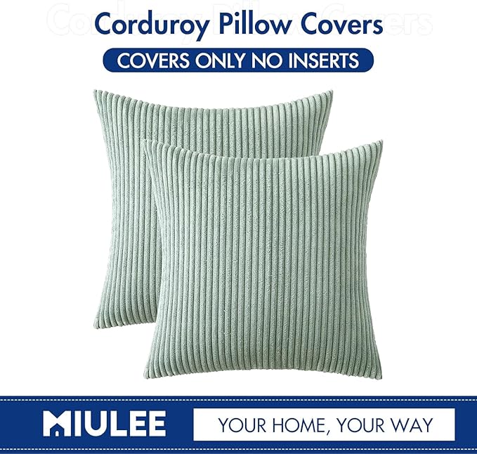 MIULEE Pack of 2 Corduroy Pillow Covers Super Soft Throw Pillow Covers Striped - Image 6