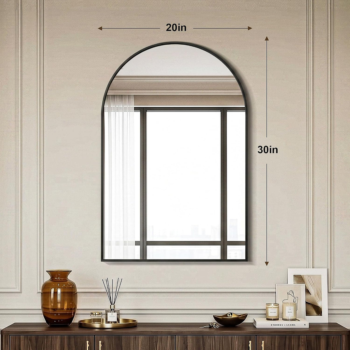 amoise arched bathroom mirror for wall, 2pack 30"x20" shown in use