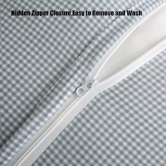 Blue/White Plaid Ruffle Throw Pillow Covers Vintage Checkered Gingham 20"x20" - Image 5