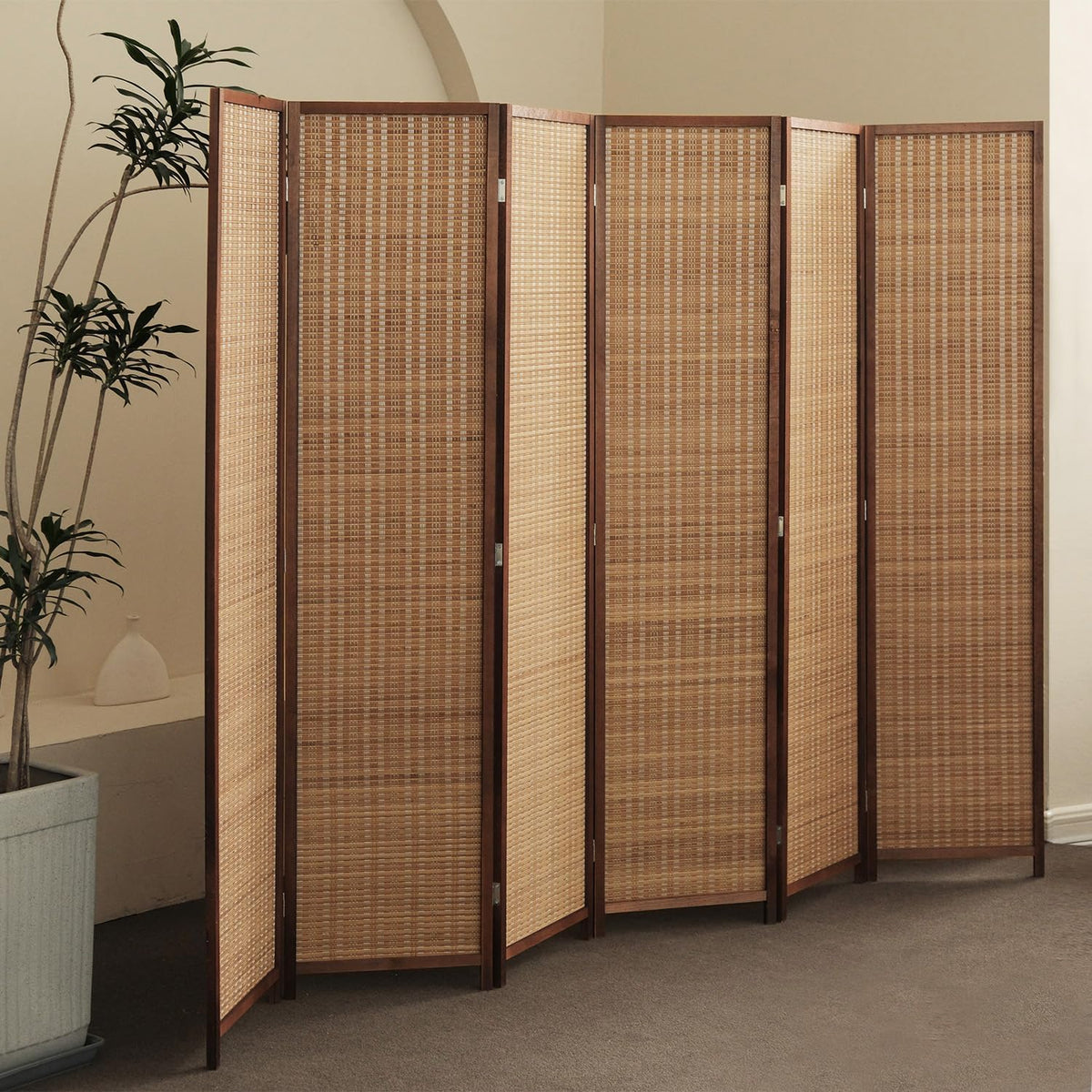 furnnylane 6 panel bamboo room divider - 5.6, main product view