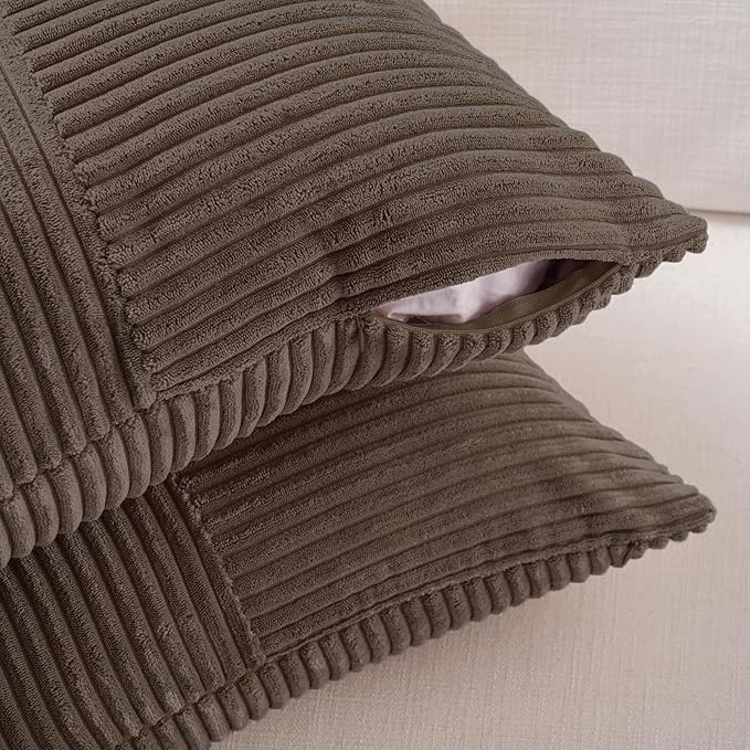 Fancy Homi 2 Packs Dark Brown Decorative Throw Pillow Covers 12x12 Inch - Image 4