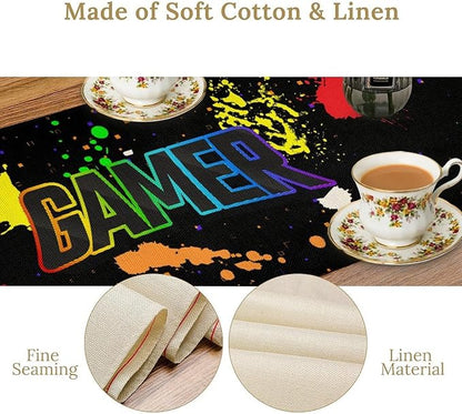 Gaming Table Runner, Kids Themed Game Controller Colorful Gamer Table Scarf - Image 6