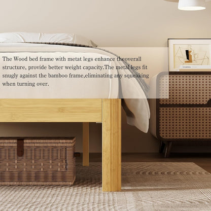 12 inch king size wood bed frame with, close-up detail