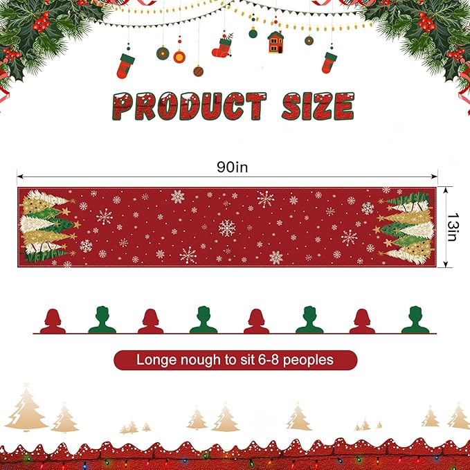 OTOSTAR Snowflakes and Christmas Tree Table Runner, Xmas Seasonal Winter - Image 6
