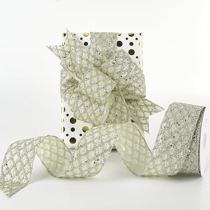 HUIHUANG Champagne Glitter Wired Ribbon - Image 8