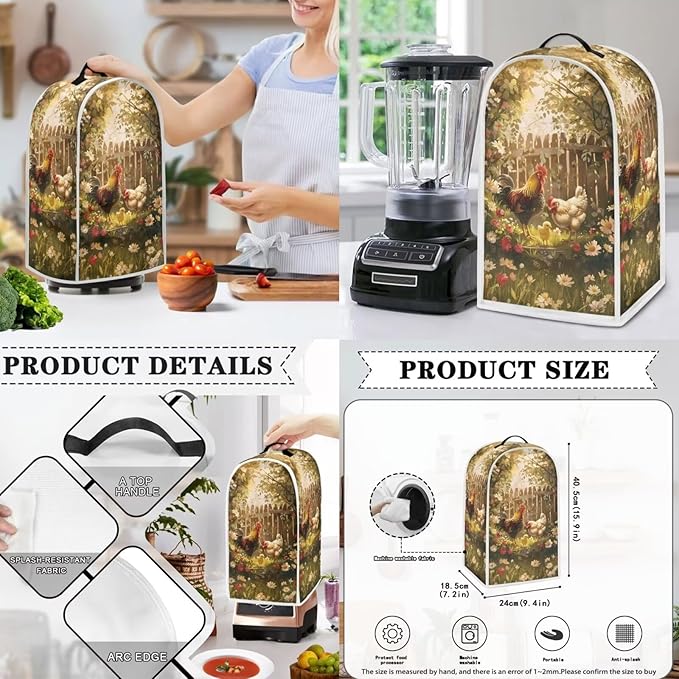 Chicken Toaster and Blender Cover Set Flower Washable Kitchen Small Appliance - Image 3
