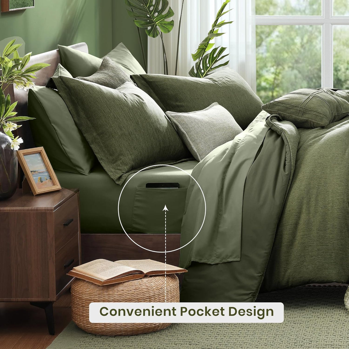 monbix king size comforter set olive green 7 showing dimensions