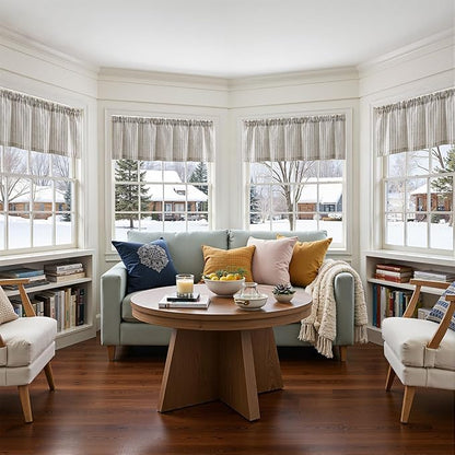 jinchan Valance Curtain Linen Textured Striped Window Curtain - Image 6