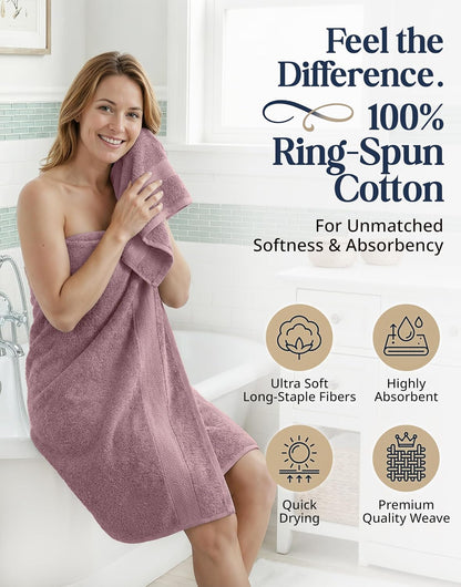 lane linen large bath towel set absorbent quick shown in use