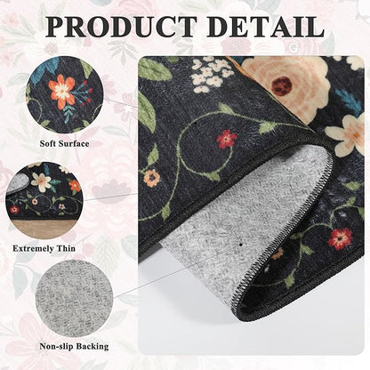 DUKINO 2x4 Rug for Entryway, Washable Kitchen Floral Runner Rug - Image 6