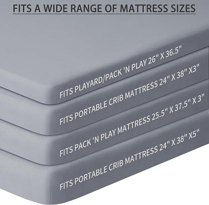 Pack and Play Sheets Fitted, 2 Pack Pack n Play Sheets - Image 3