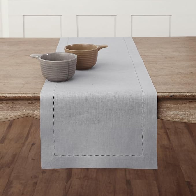 Solino Home Linen Soft Grey Table Runner 48 Inches by SolinoHome