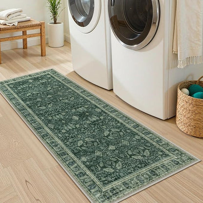 Lahome Vintage 2x5 Green Kitchen Runner Rugs Non Skid Washable, Boho Runner Rug - Image 6