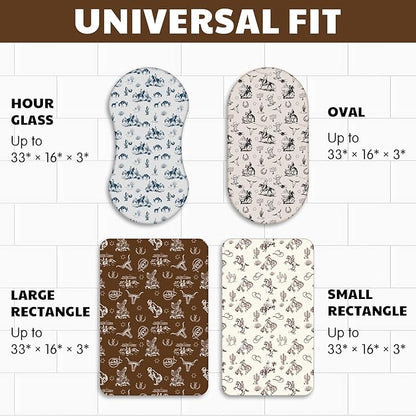 VitalCozy 4 Pcs Vintage Western Cowboy Bassinet Sheets Set 32 x 16 x 3 Inches - Image 2