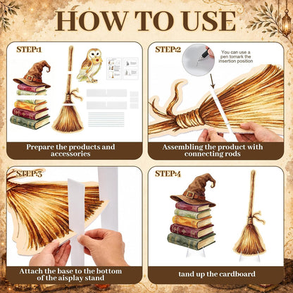 3Pcs Halloween Magical Wizard Decorations, 3Ft Cardboard Cutouts