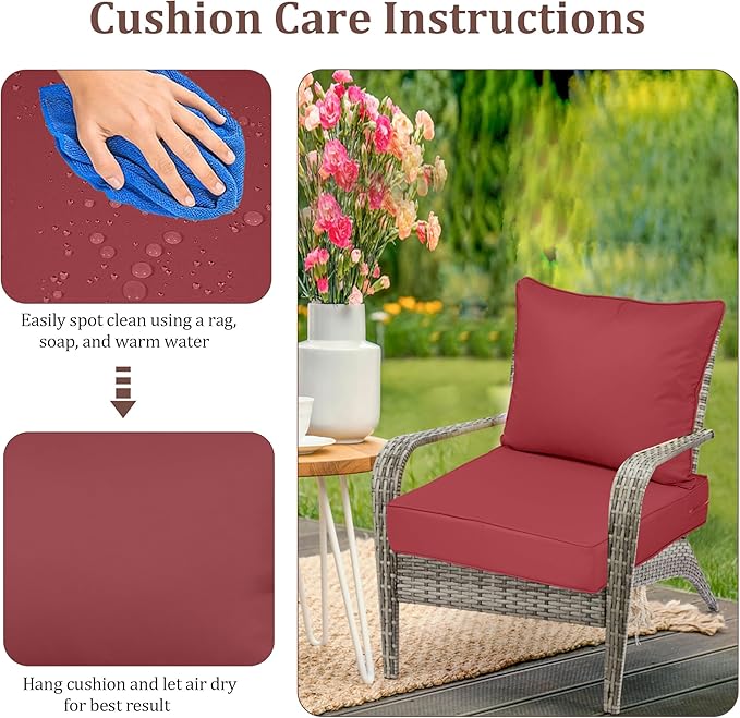 Waterproof Outdoor Chair Cushion Set of 4, Outdoor Cushions - Image 7