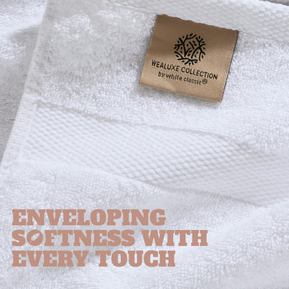white bath towels 24x50 inch, 6 pack, close-up detail
