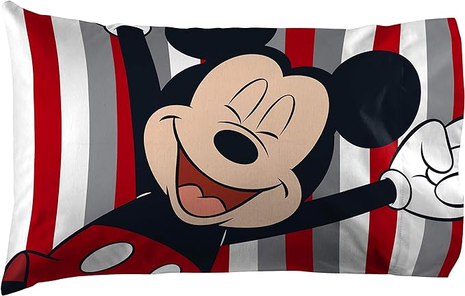 Jay Franco Disney Mickey Mouse Stripes 1 Pack Pillowcase by JayFranco