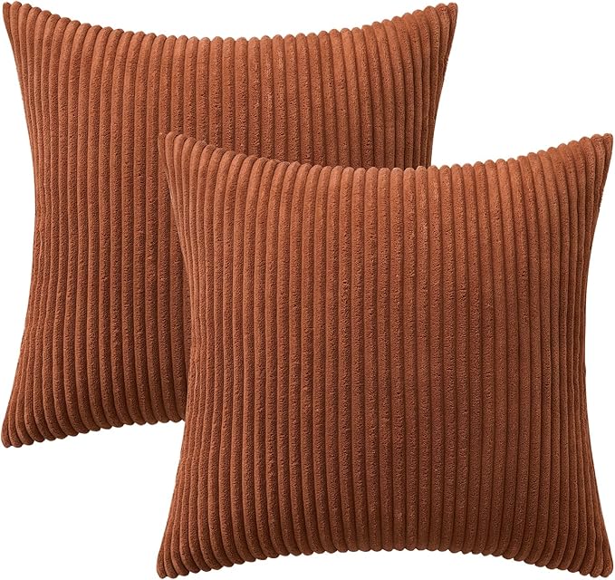 MIULEE Pack of 2 Corduroy Soft Soild Decorative Square Throw Pillow Covers - Image 6