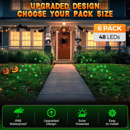 Halloween Decorations Outdoor, 6Pack 48 LEDs Solar Eyeball Lights